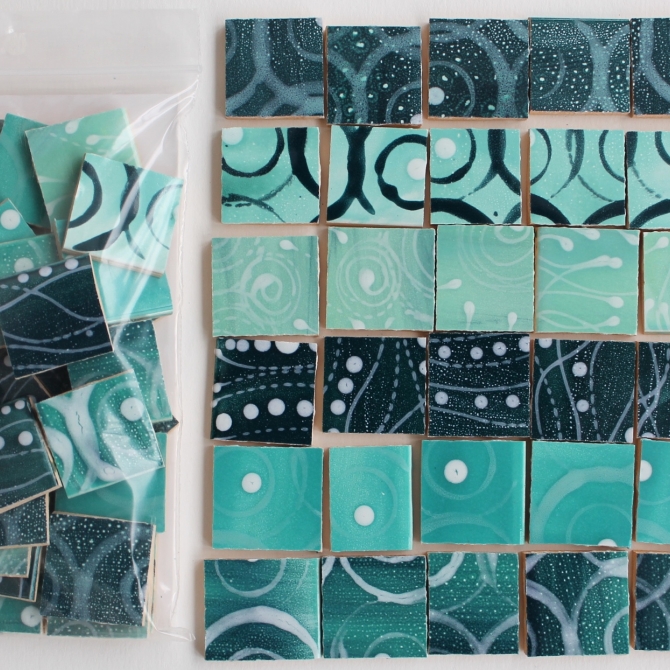 Materials / Patterned Tiles / Cold colors / Turquoise patchwok pack